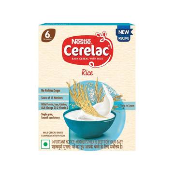 Nestle Cerelac Rice Baby Cereal (With No Refined Sugar, 6-24 Months)